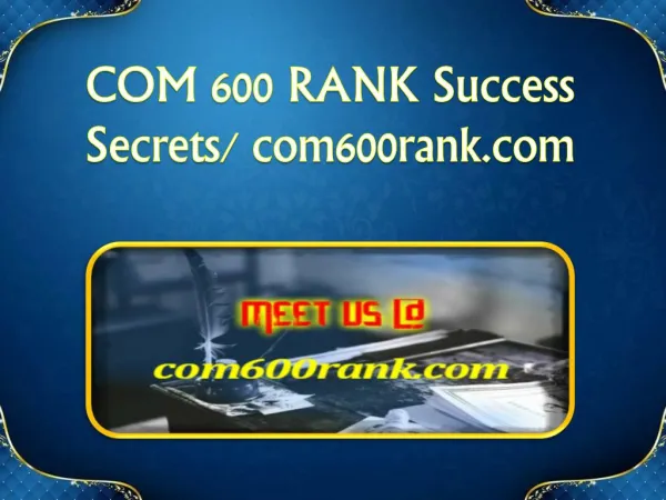 COM 600 RANK Success Secrets/ com600rank.com