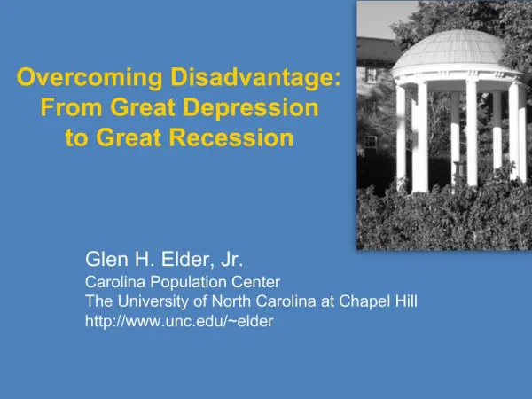Overcoming Disadvantage: From Great Depression to Great Recession