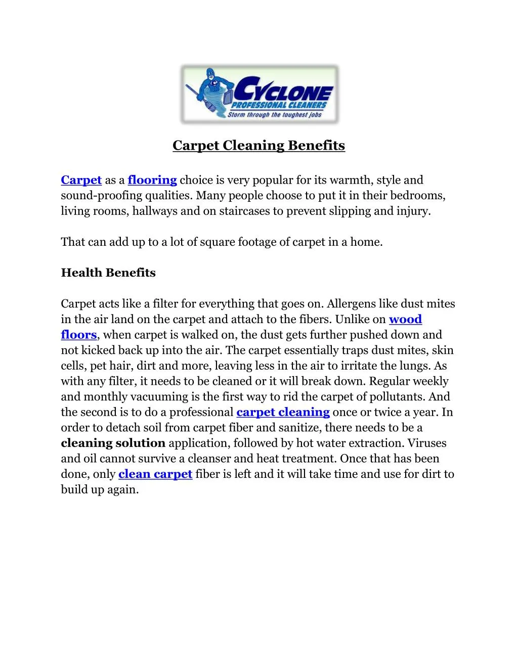 carpet cleaning benefits