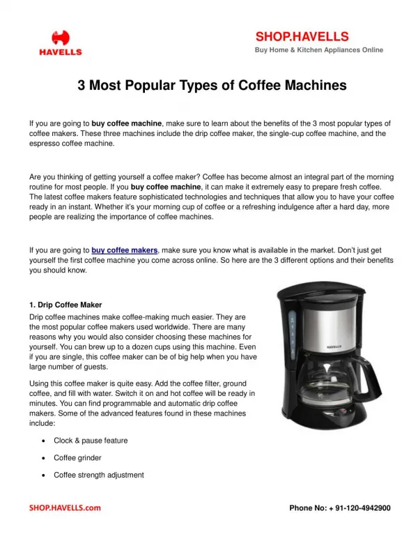 3 Most Popular Types of Coffee Machines