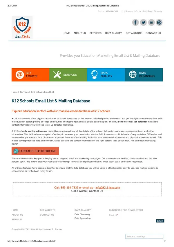 K12 School Mailing Lists