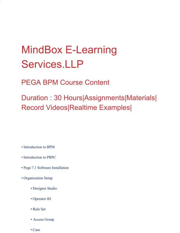 PEGA Online Training | MindboxTrainings
