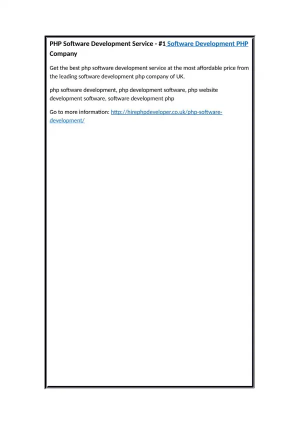PHP Software Development Service - #1 Software Development PHP Company