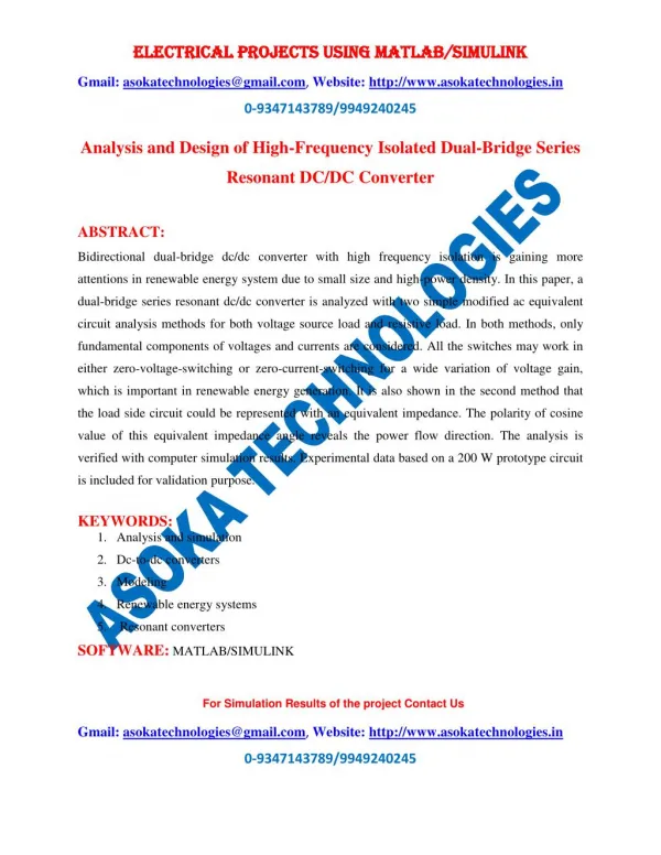 Analysis and Design of High-Frequency Isolated Dual-Bridge Series Resonant DC/DC Converter