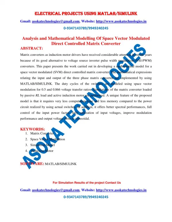 electrical projects using matlab simulink