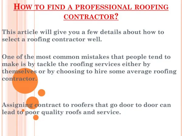 Benefits Of Hiring Professional Roofing Contractor