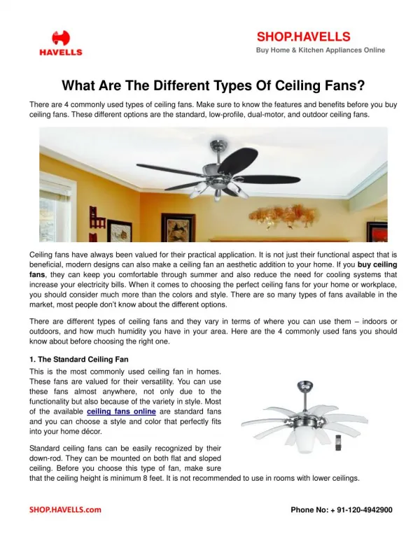 What Are The Different Types Of Ceiling Fans?