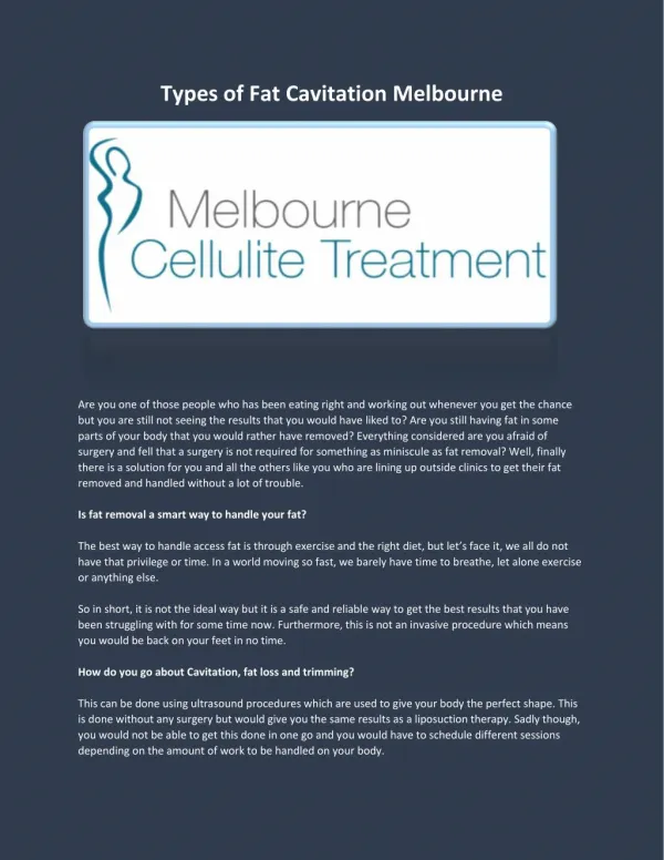 Melbourne Cellulite Treatment