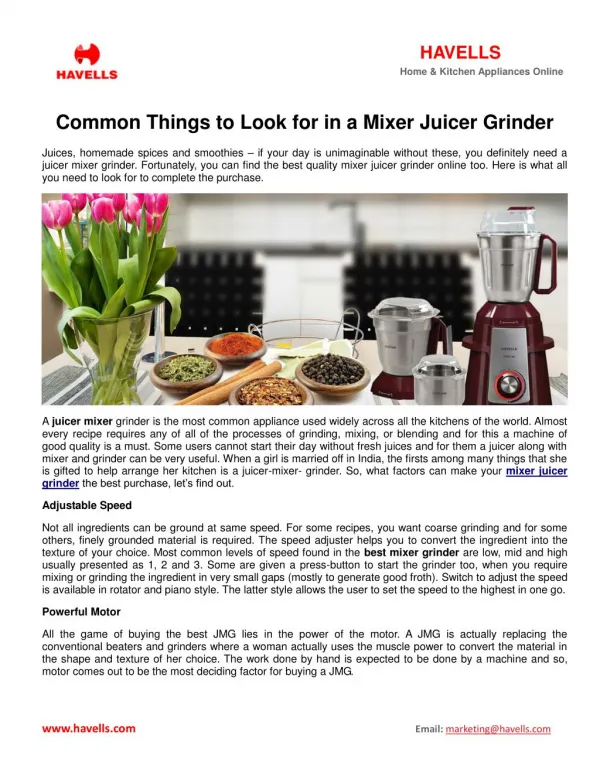 Common Things To Look For In A Mixer Juicer Grinder