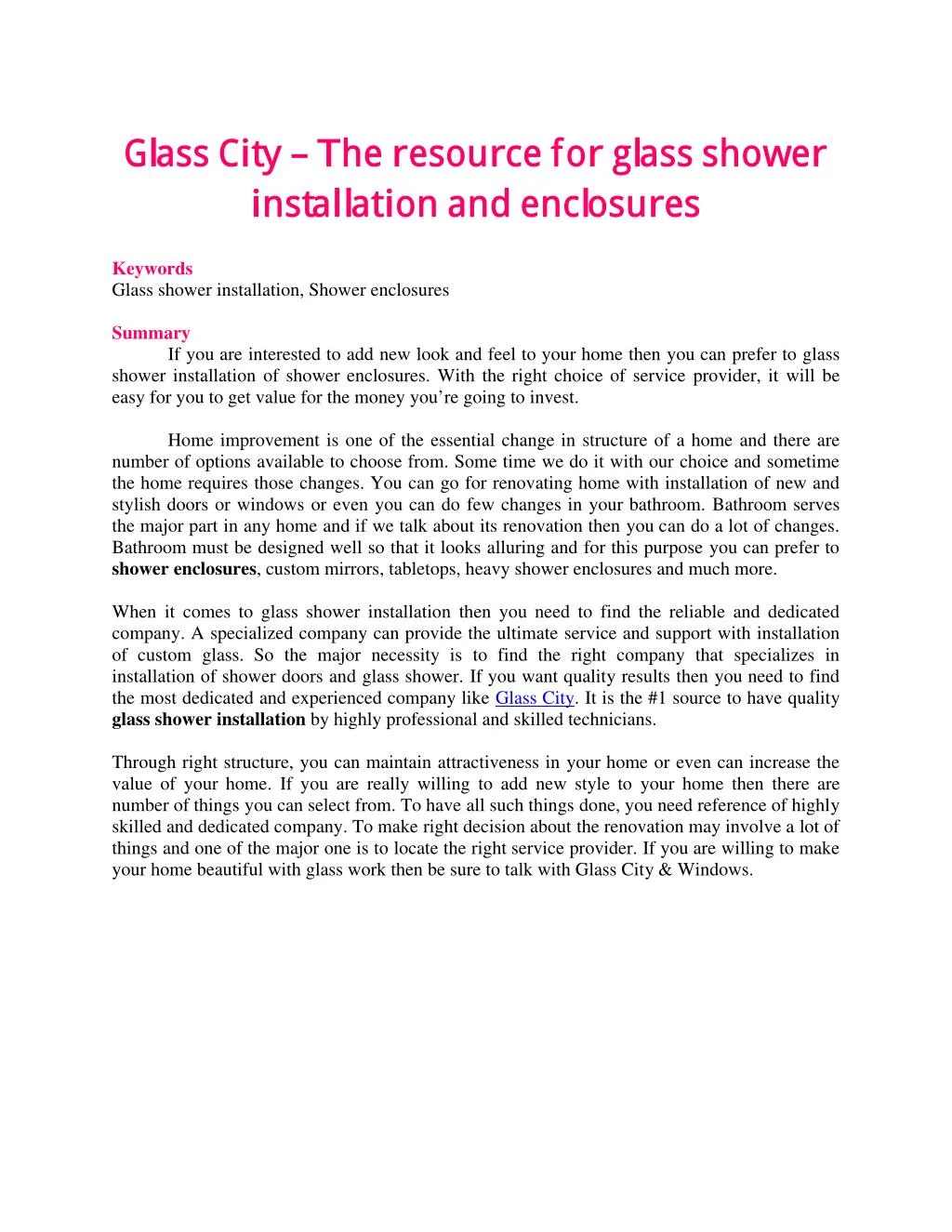 glass city the resource for glass shower