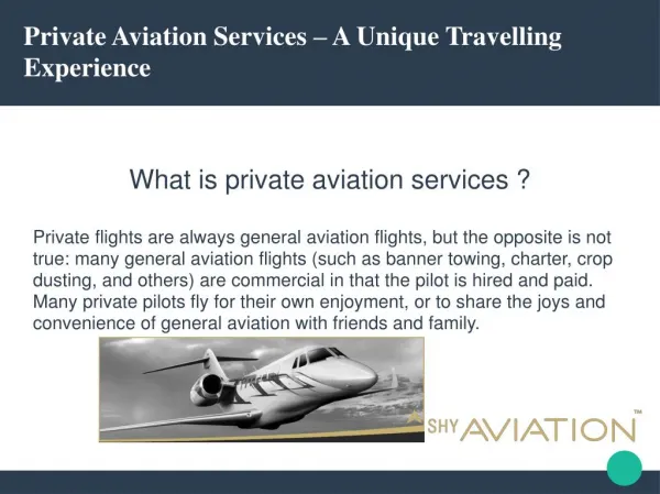 Luxurious Private Jet Charter - Shy Aviations