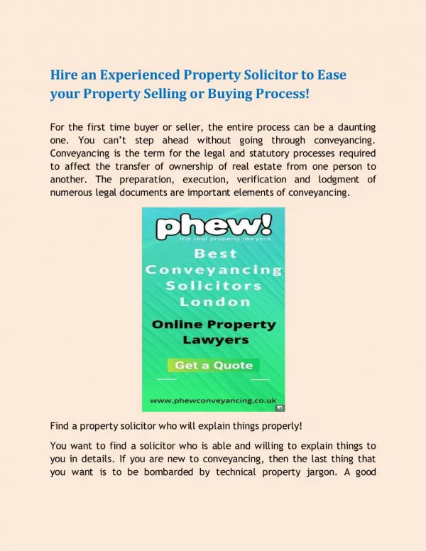 Hire an Experienced Property Solicitor to Ease your Property Selling or Buying Process!