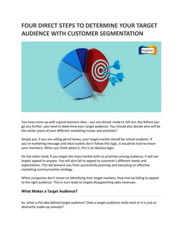 Four Direct Steps to Determine Your Target Audience with Customer Segmentation
