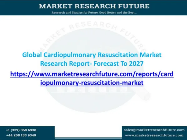 Global Cardiopulmonary Resuscitation Market Research Report- Forecast To 2027