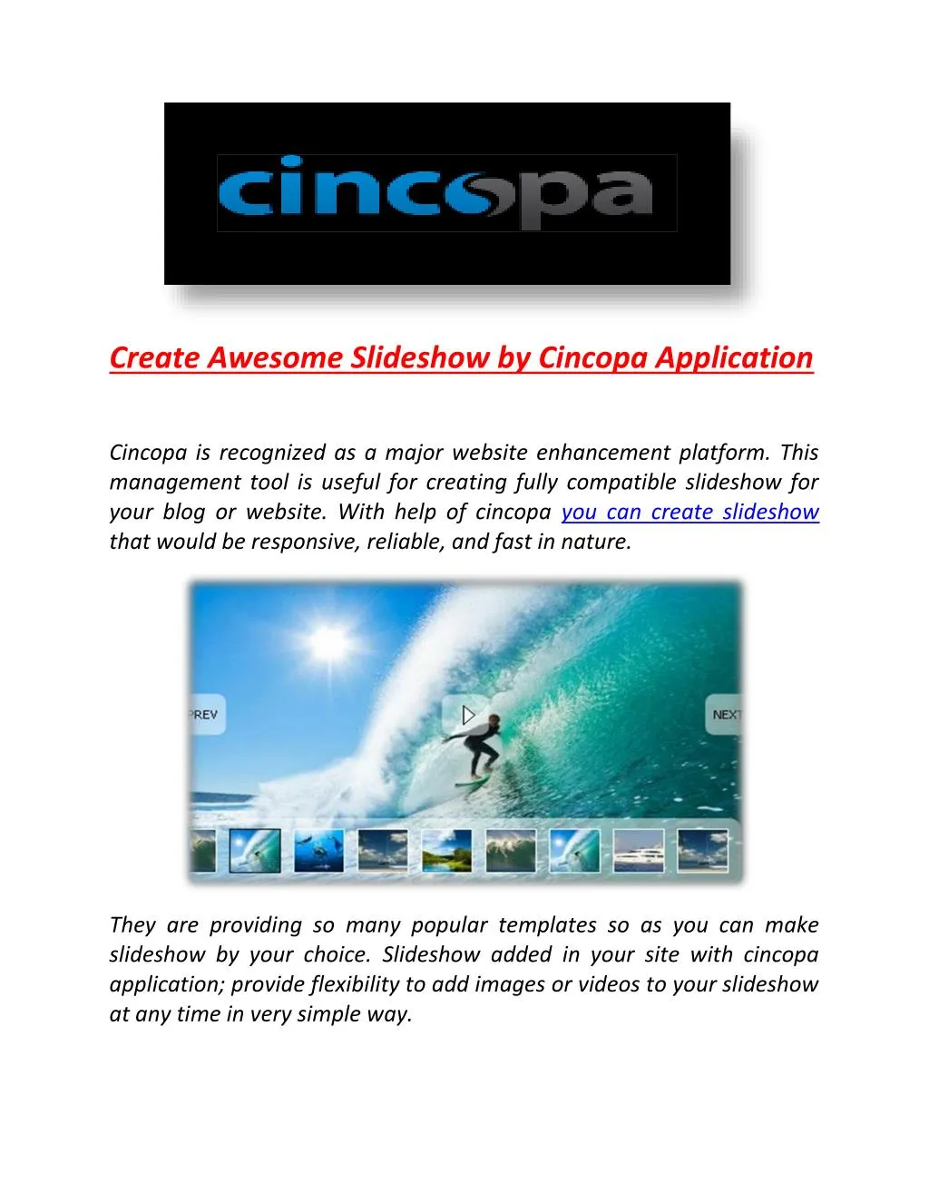 create awesome slideshow by cincopa application