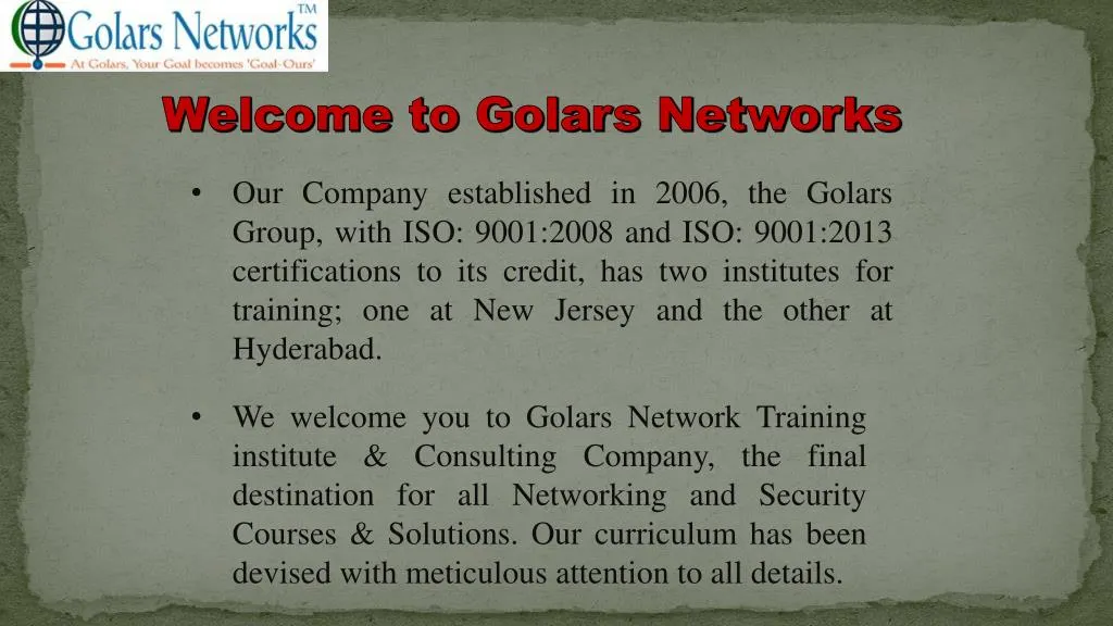 welcome to golars networks