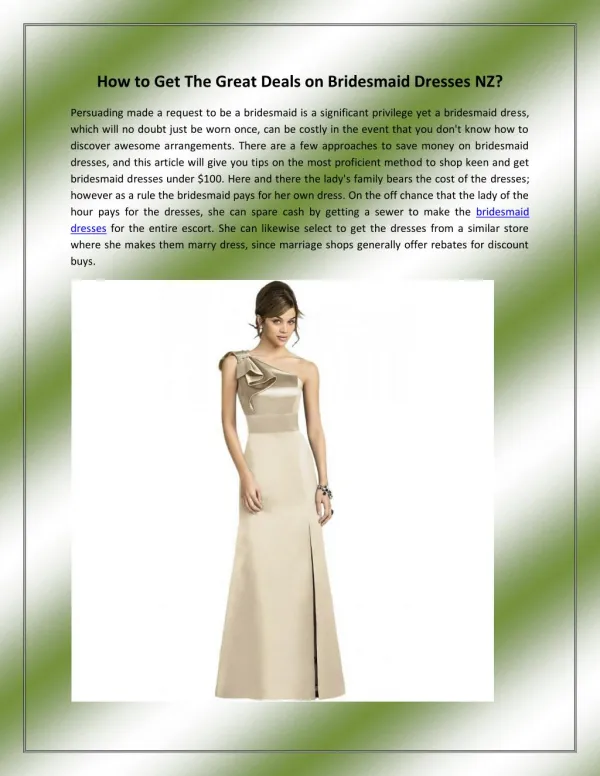 How to Get The Great Deals on Bridesmaid Dresses NZ?