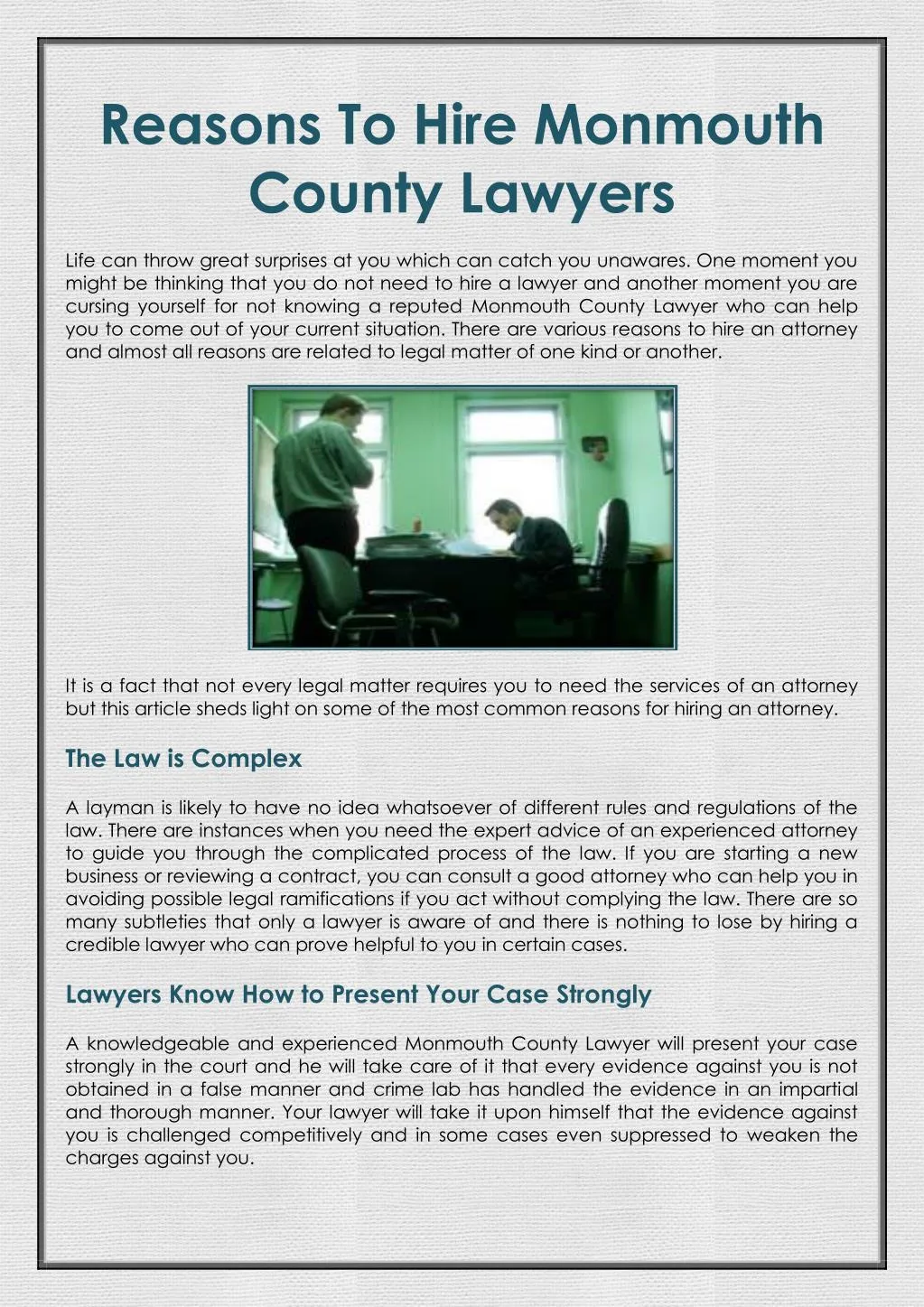 reasons to hire monmouth county lawyers