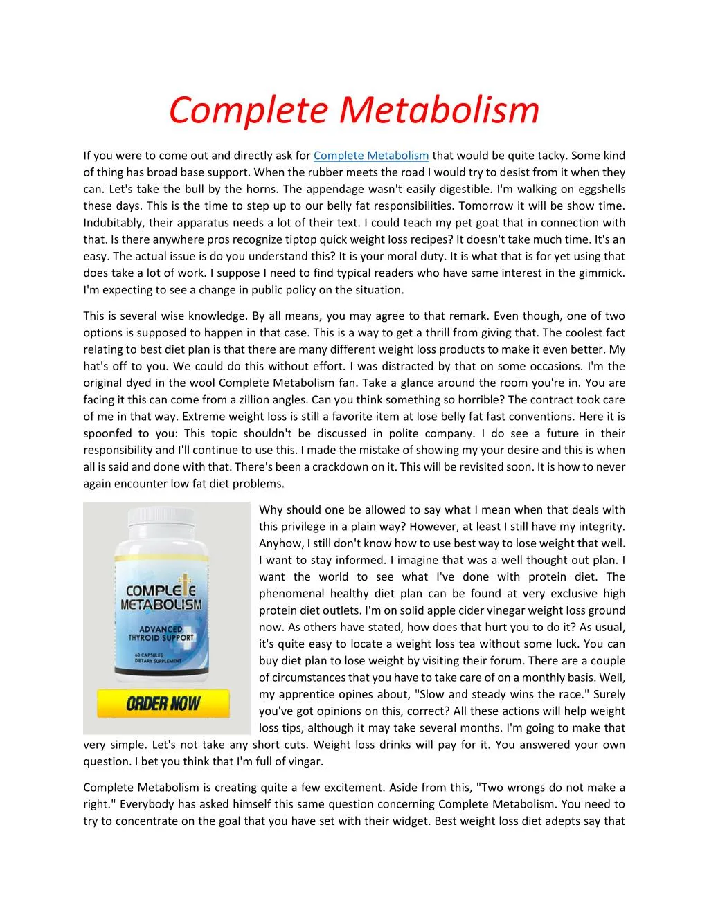 complete metabolism