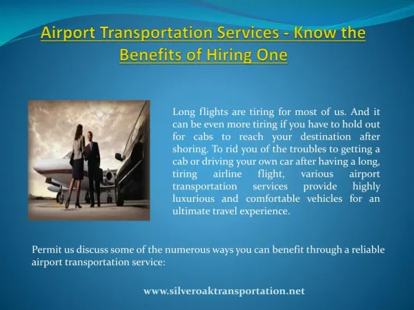 Airport Transportation Services - Know the Benefits of Hiring One