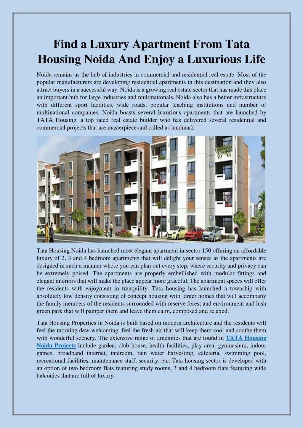 find a luxury apartment from tata housing noida