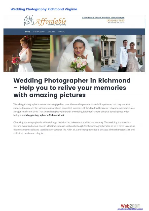 Wedding Photographer in Richmond – Help you to relive your memories with amazing pictures