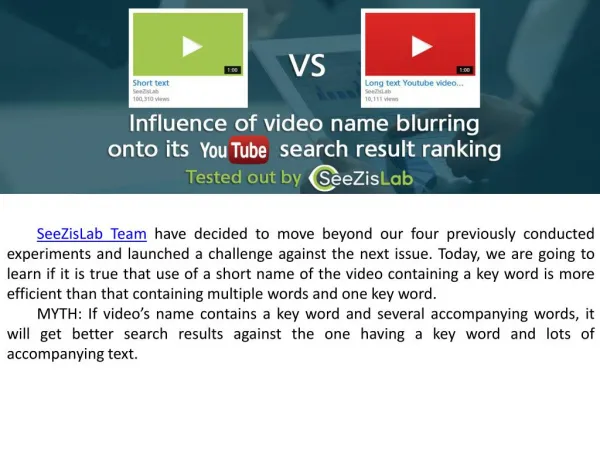 Influence of video name blurring onto its YouTube search result ranking - SeeZisLab