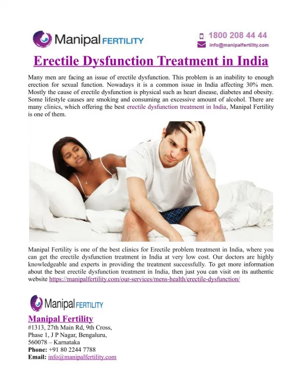 Erectile Dysfunction Treatment in India