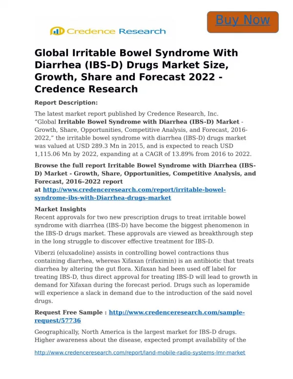 Irritable Bowel Syndrome With Diarrhea (IBS-D) Drugs Market