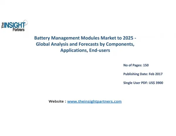 Battery Management Modules Market Trends, Business Strategies and Opportunities 2025 |The Insight Partners