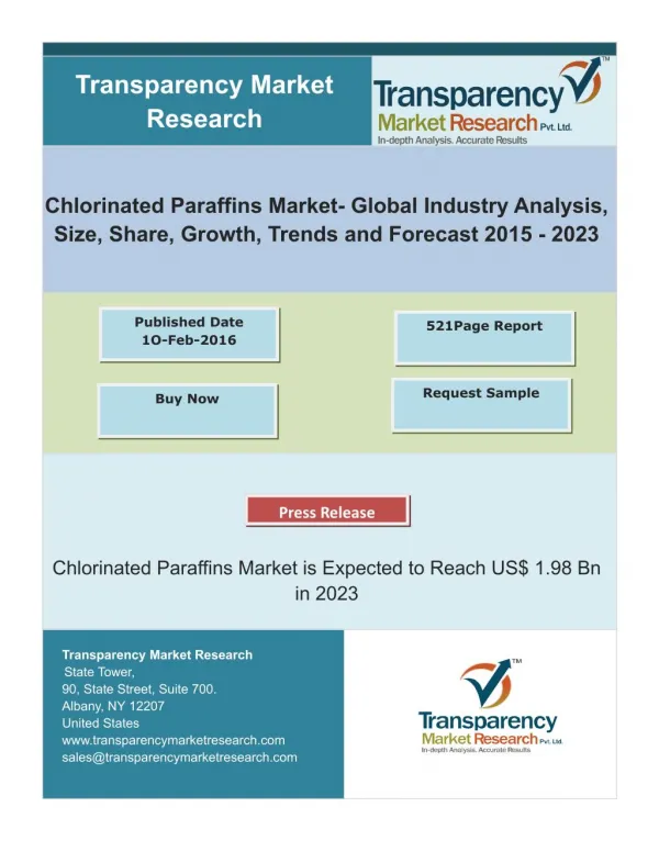 Chlorinated Paraffins Market - Global Industry Analysis,Trends and Forecast 2023