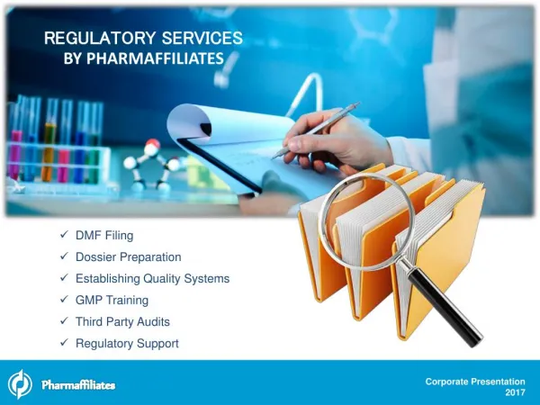 Regulatory services - Pharmaffiliates