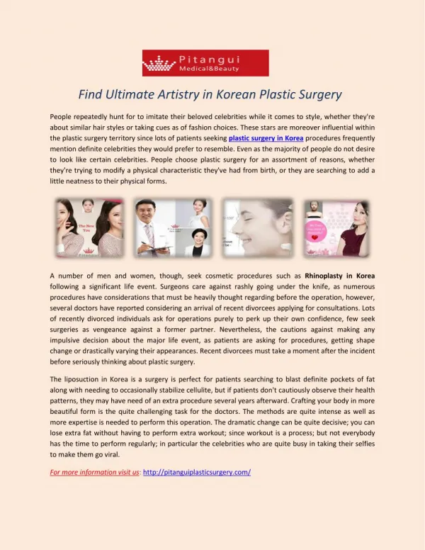 Find Ultimate Artistry in Korean Plastic Surgery