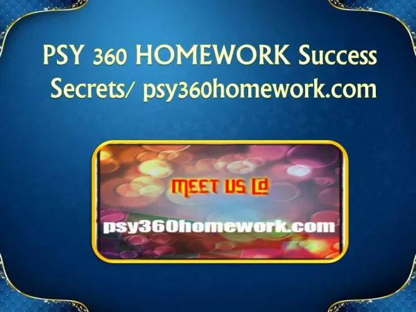 PSY 360 HOMEWORK Success Secrets/ psy360homework.com