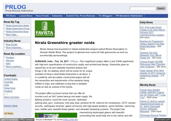 Nirala Greenshire Prices