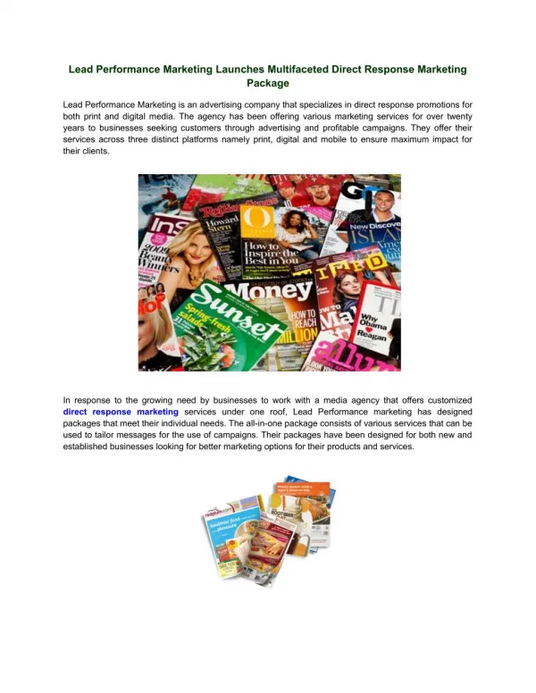 Multifaceted Direct Response Marketing Package