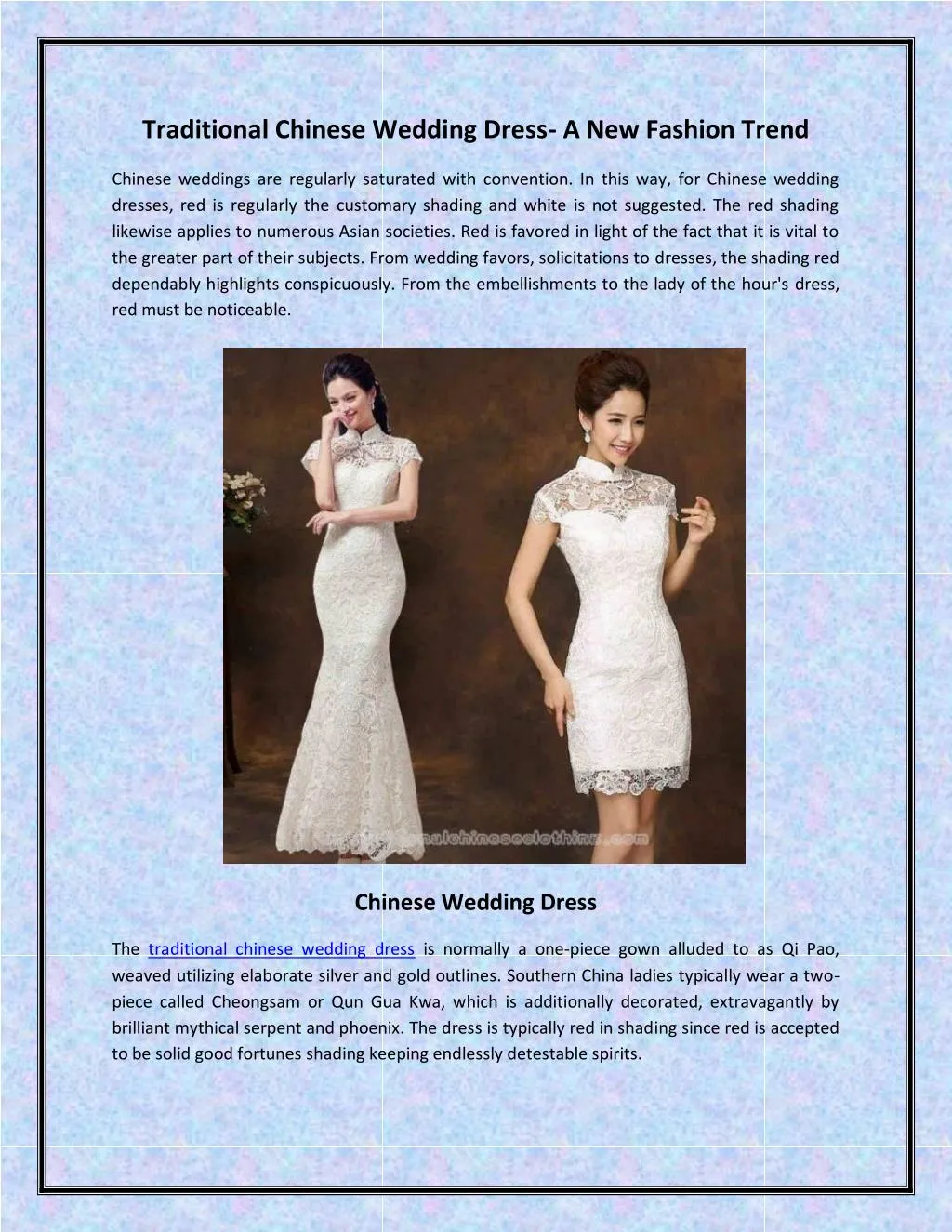 traditional chinese wedding dress a new fashion