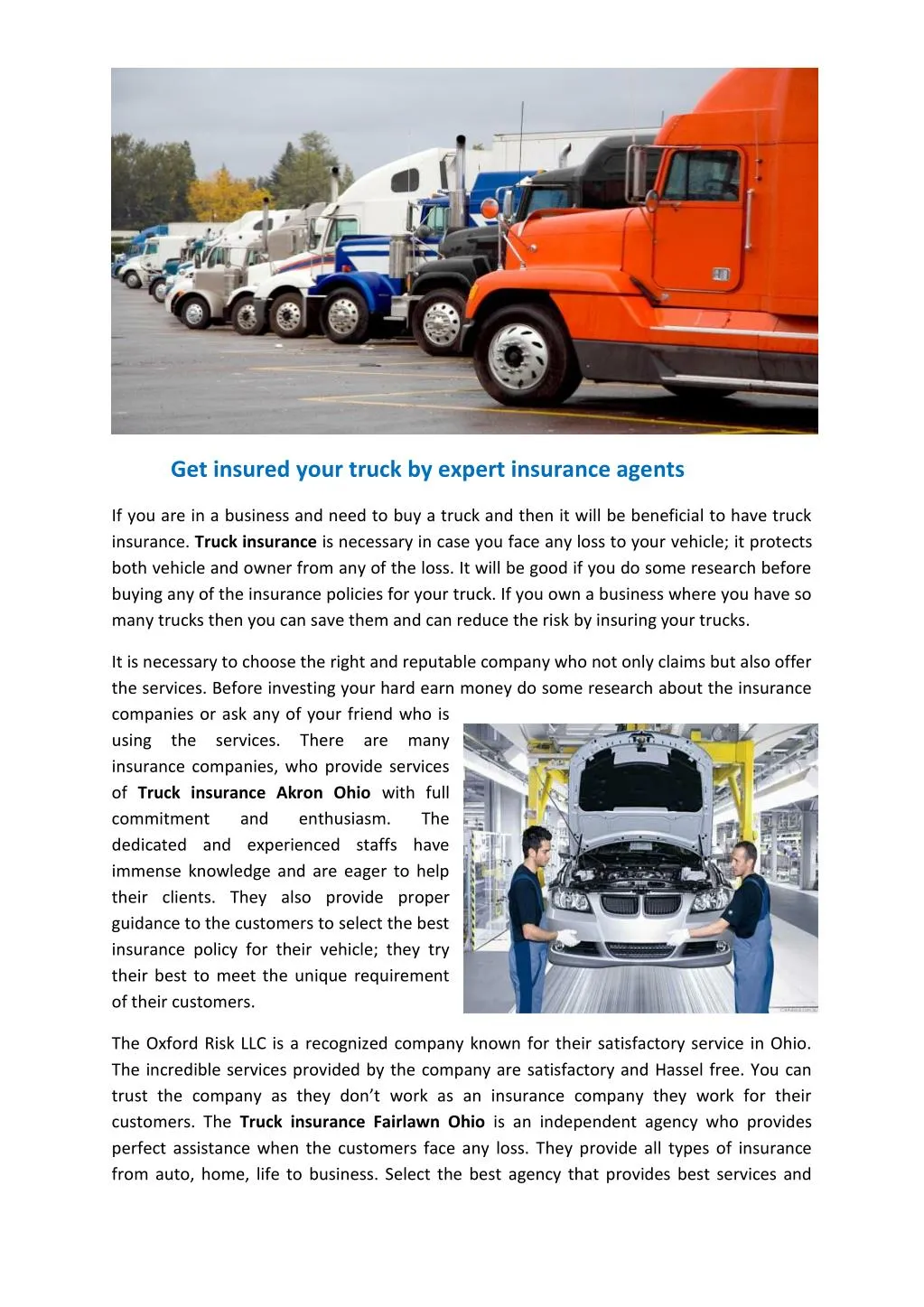 get insured your truck by expert insurance agents