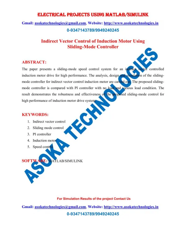 Indirect Vector Control of Induction Motor Using Sliding-Mode Controller