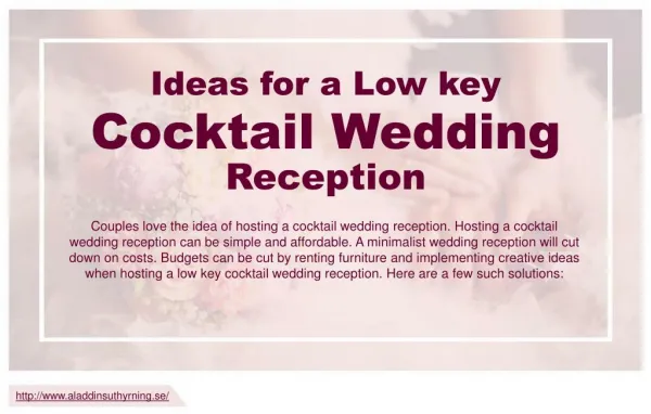 Three tips to plan a low-key wedding reception