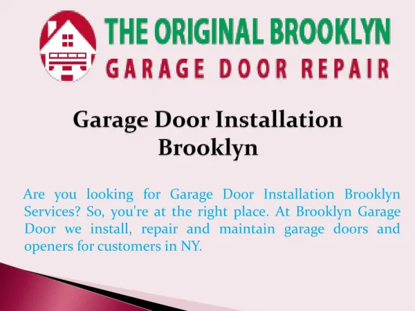 Garage Door Installation Brooklyn