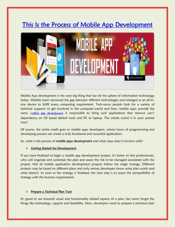 This Is the Process of Mobile App Development | iMedia Designs