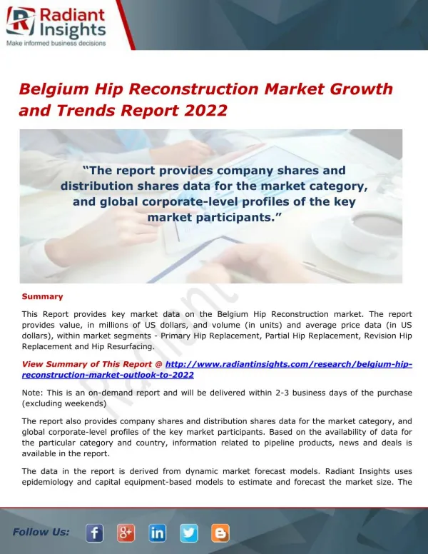 Belgium Hip Reconstruction Market Trends and Analysis, Outlook 2022