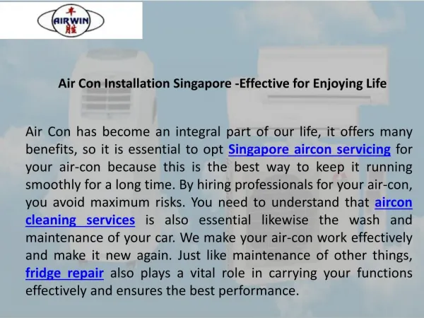 Air con installation Singapore Effective For Enjoying Life
