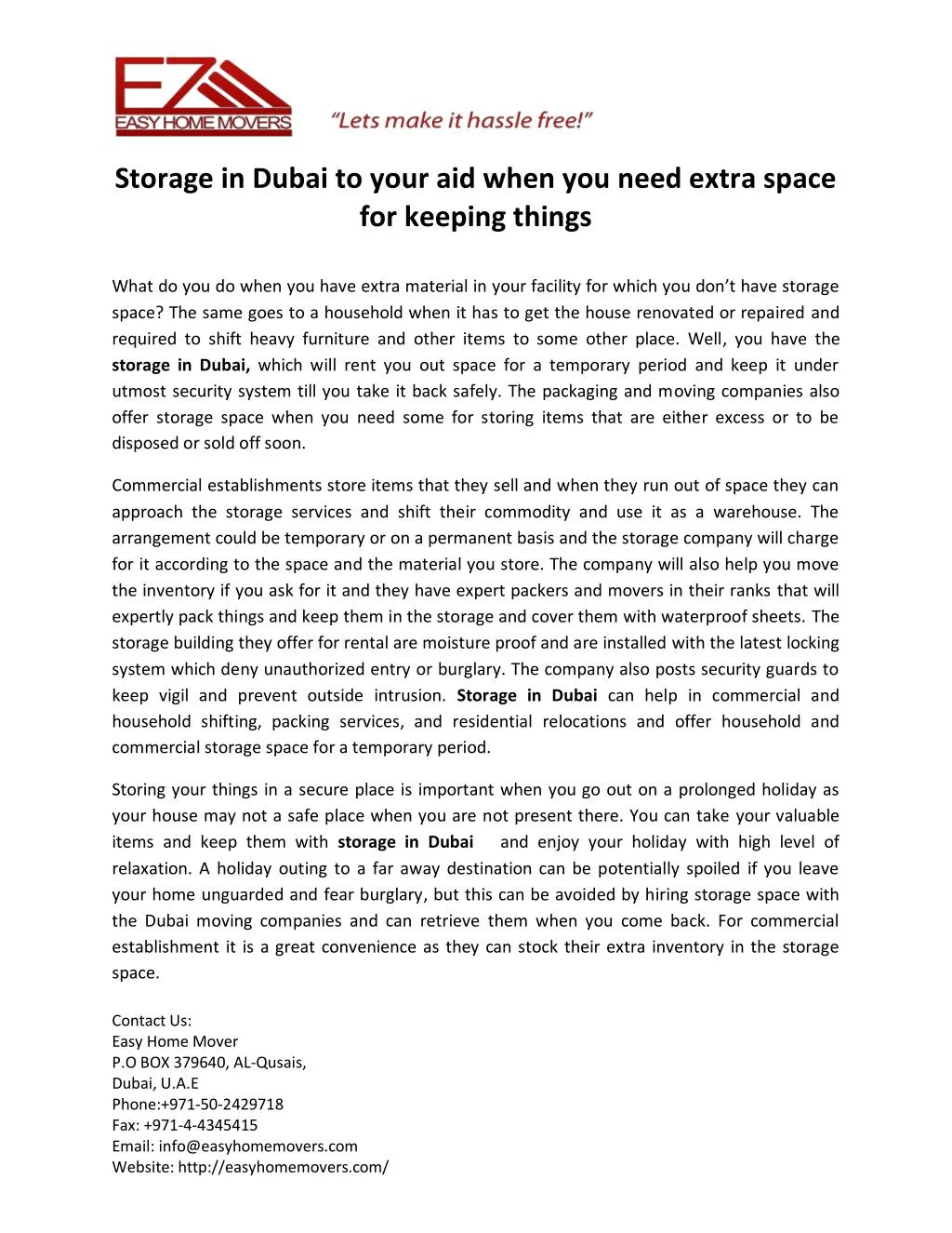 storage in dubai to your aid when you need extra