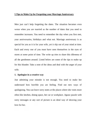 5 Tips to Make Up For Forgetting Your Marriage Anniversary - slide 1