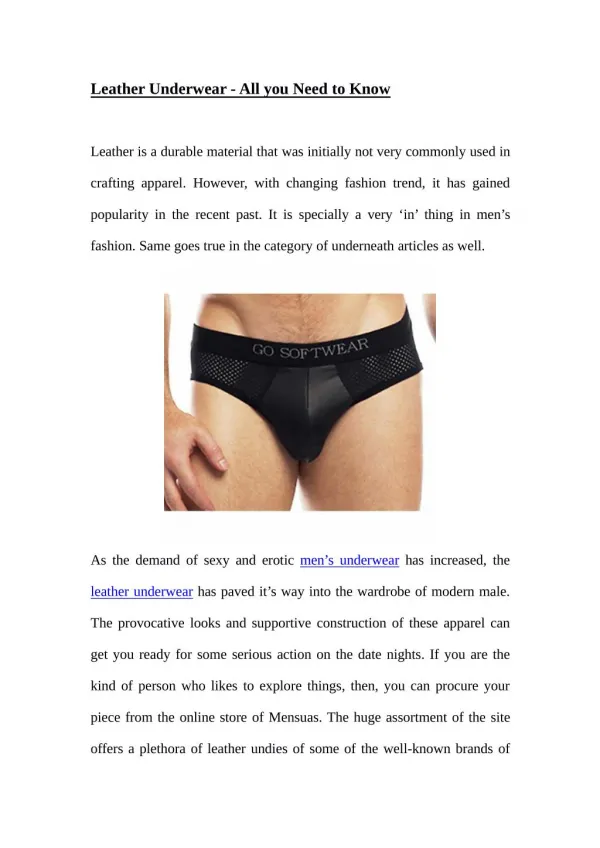 Leather Underwear - All you Need to Know