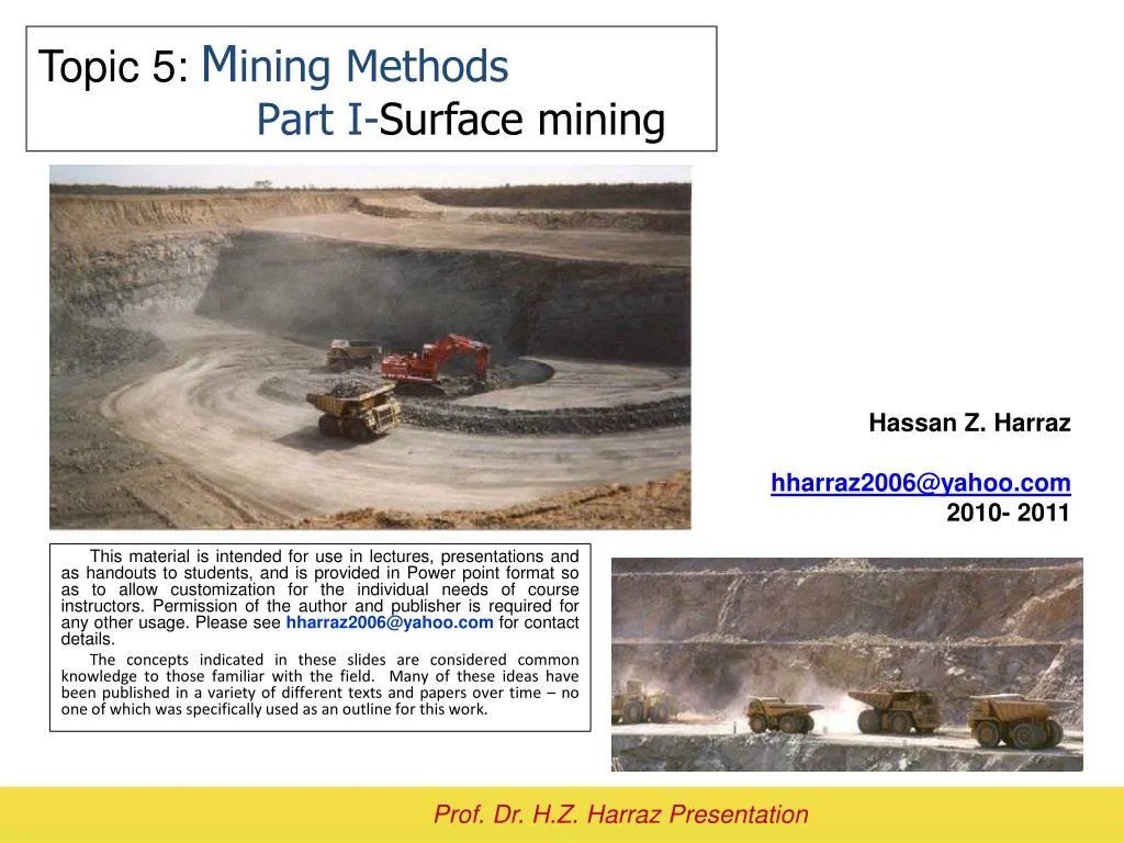topic 5 m ining methods part i surface mining