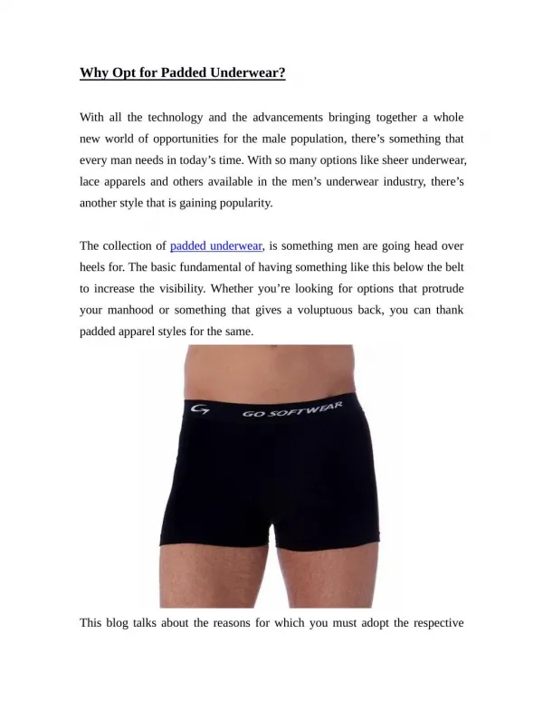 Why Opt for Padded Underwear?