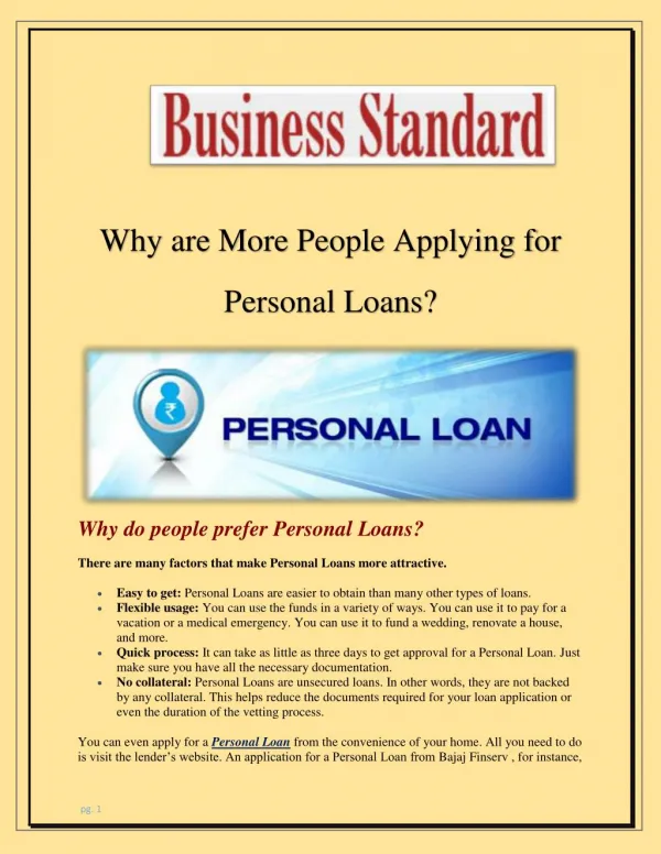 Why are More People Applying for Personal Loans?